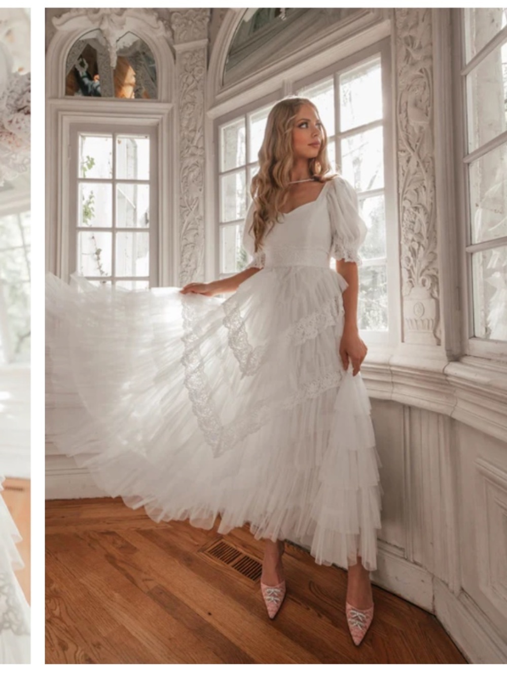 NEW JessaKae Thumbelina Dress White Tiered Lace Tulle Dress Size XS
